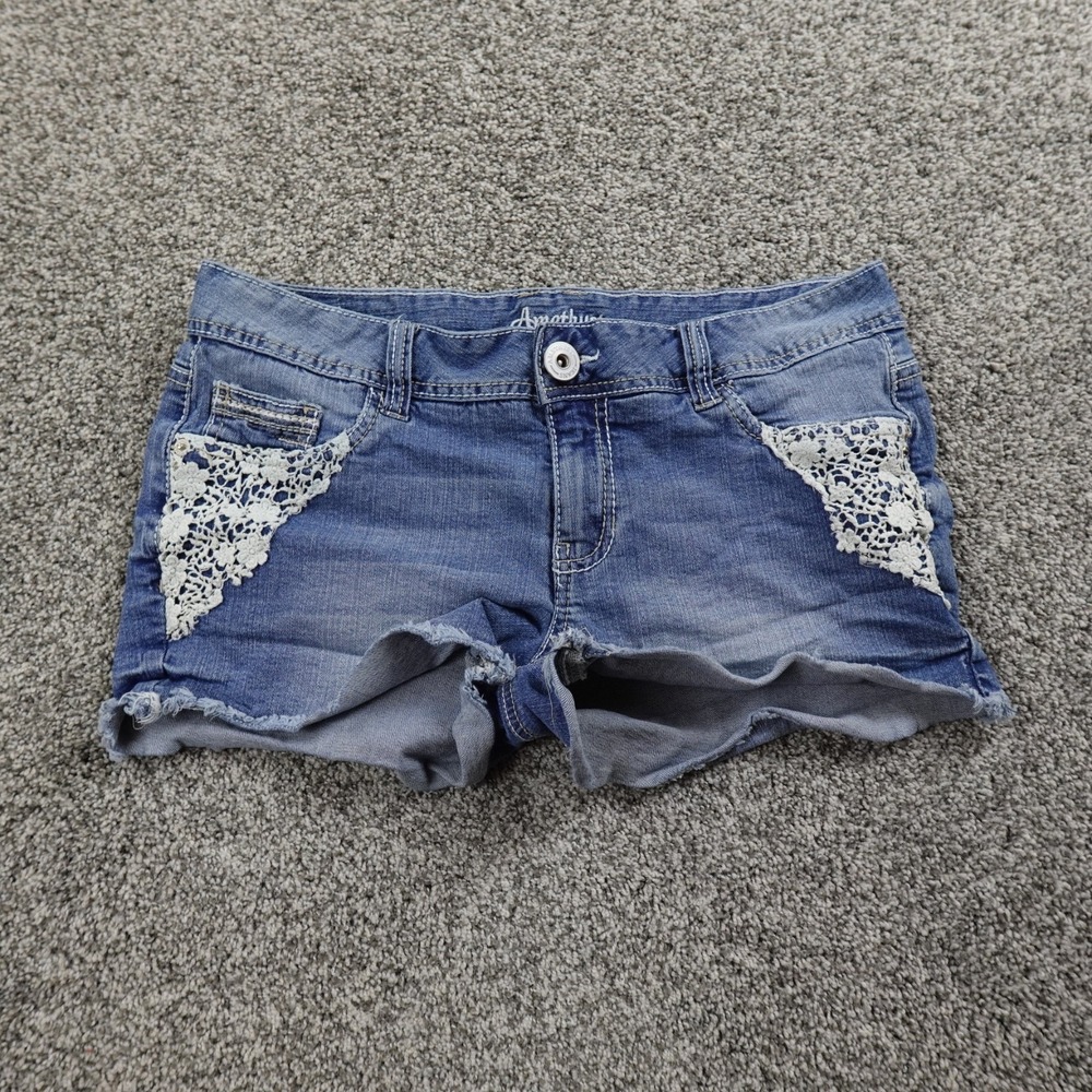 Amethyst Shorts Womens 11 Dark Blue Denim Jean Jorts Low Rise Mini Micro Y2K 00s